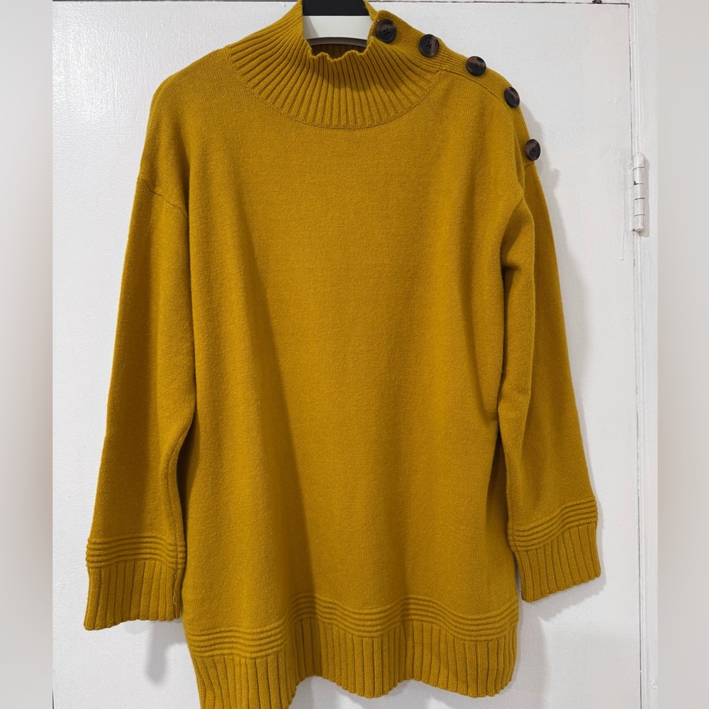 Anthropologie Mustard Cowl Neck Sweater